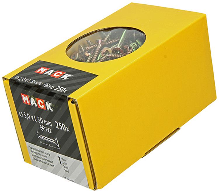 Mack 1020268 - vis pour panneaux d'aggloméré tête VZ GVZ 250 pcs 5,0 x 50 mm | 1 pièce