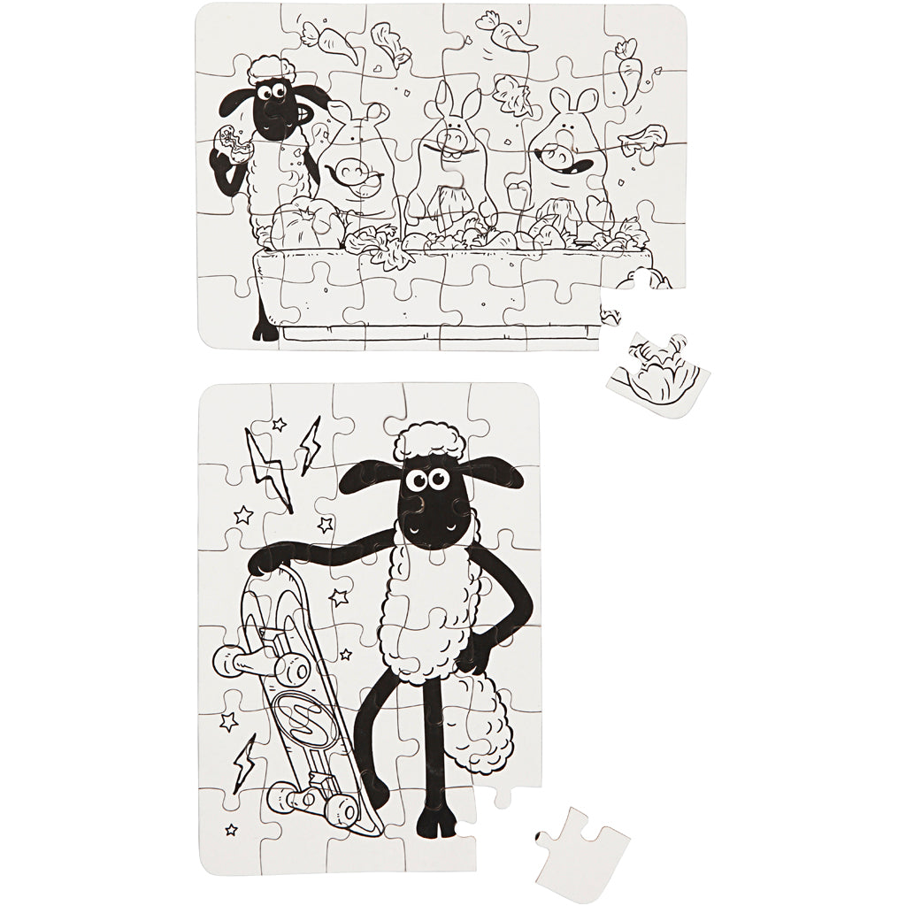 Puzzle Shaun le mouton, dimension 13x18,3 cm, 2 pièces 1 boîte