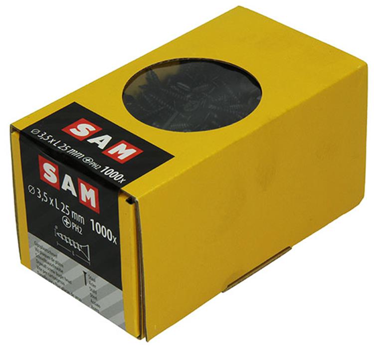 Mack 1020282 - vis pour plaques de plâtre phosphatée noire. 1000 pièces 3,5 x 25 mm | 2 pièces