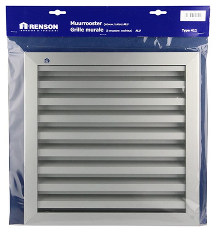 Renson 1006226 - grille murale encastrable 411 alu f1 300x300mm | 1 pièce