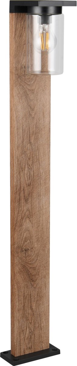 Trio ardila - lampadaire - élément bois - excl. 1x e27 4w - capteur crépusculaire - éclairage extérieur - ip44
