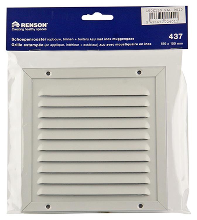 Renson 1006342 - grille à hélices + cadre + moustiquaire. construction 437 ral9010 150x150mm | 2 pièces