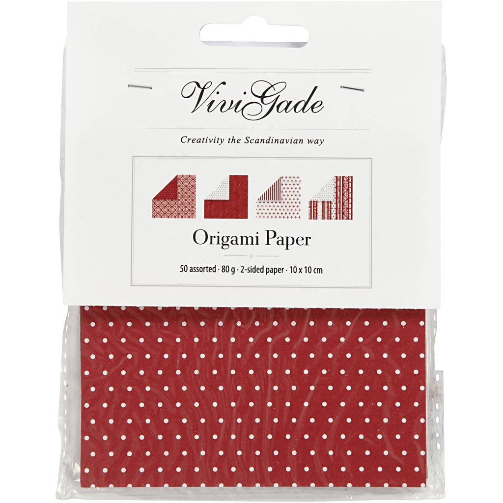Papier origami Vivi Gade, format 10x10 cm, 80 gr, 50 feuilles diverses 1 boîte
