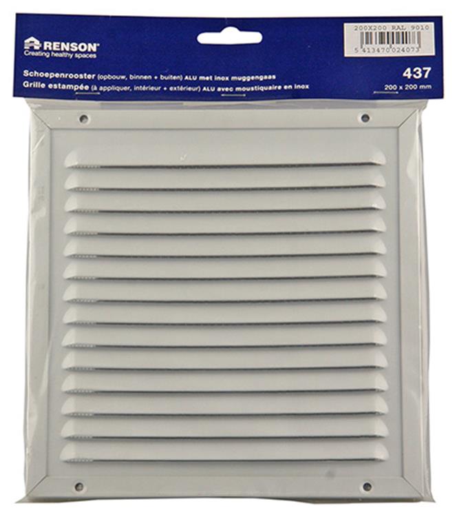 Renson 1006348 - grille à hélices + cadre + moustiquaire. construction 437 ral9010 200x200mm | 2 pièces
