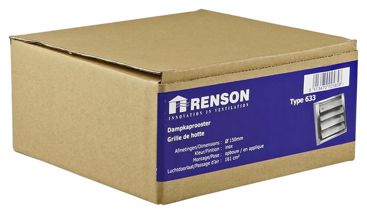 Renson 1006274 - grille de hotte aspirante à encastrer en acier inoxydable 633 ø150 | 2 pièces