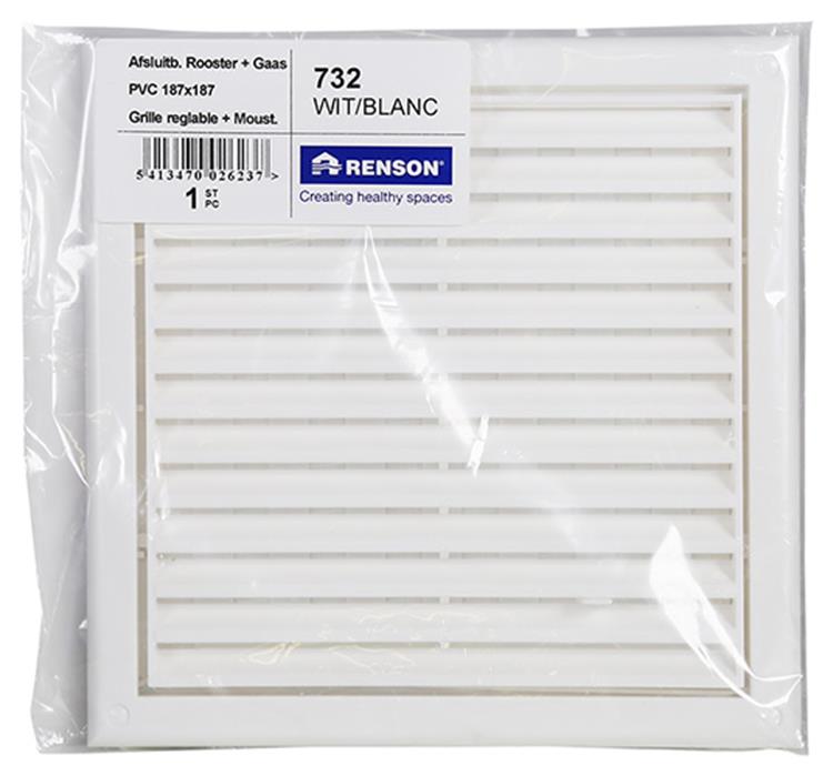 Renson 1006741 - grille PVC 732 blanc 187x187mm | 1 pièce