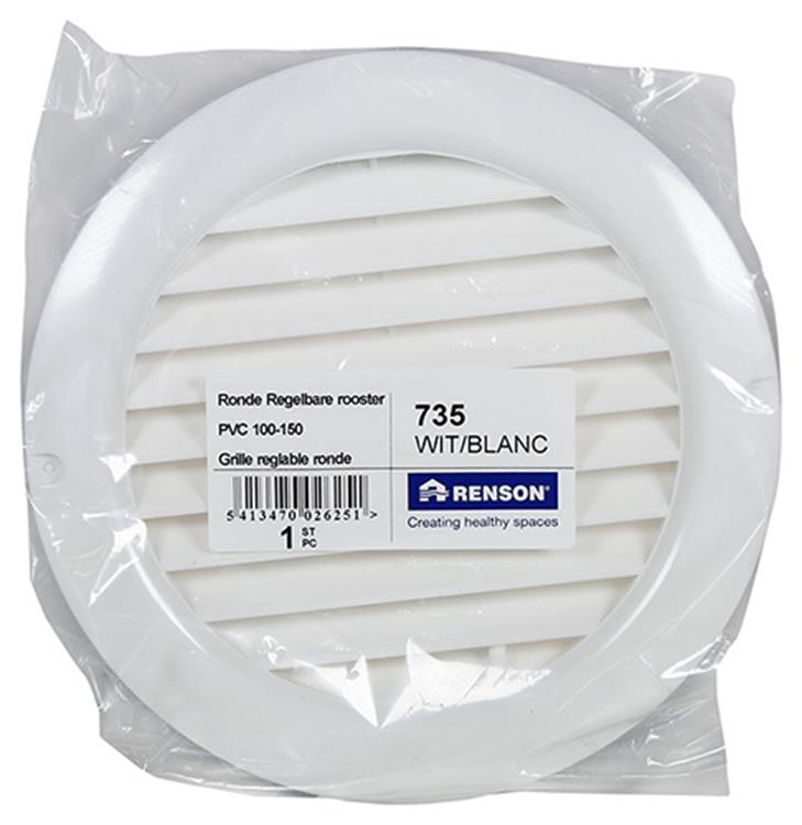 Renson 1006743 - grille ronde PVC735 blanc 100-150mm | 1 pièce