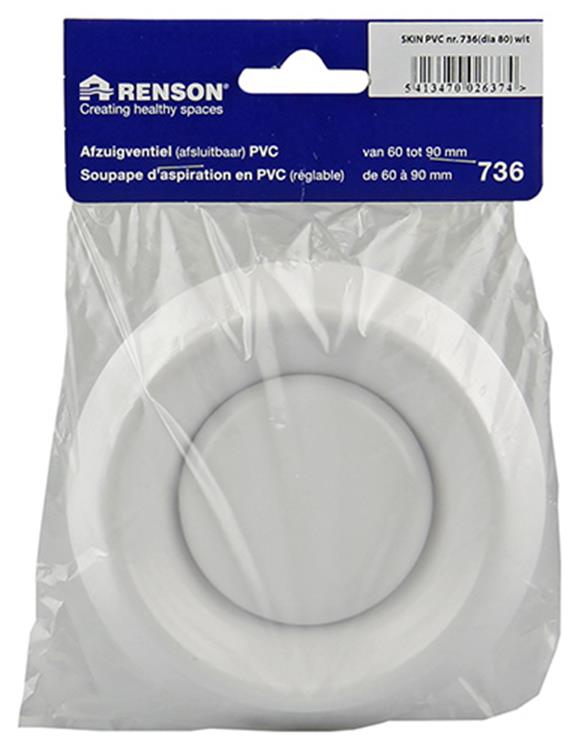 Renson 1006377 - vanne d'extraction à encastrer 736 PVC ø80 | 2 pièces