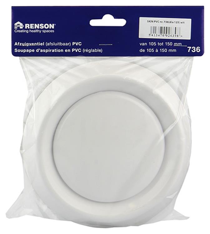 Renson 1006378 - vanne d'extraction à encastrer 736 PVC ø100 | 2 pièces