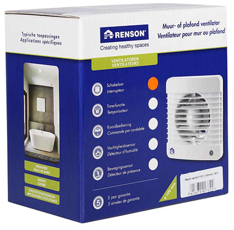 Renson 1006430 - ventilateur mécanique standard 7101 blanc ø 100 | 2 pièces
