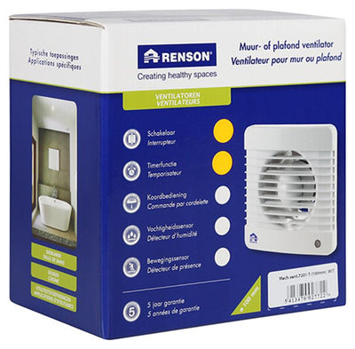 Renson 1006445 - ventilateur mécanique avec minuterie 7201t blanc ø 100 | 2 pièces