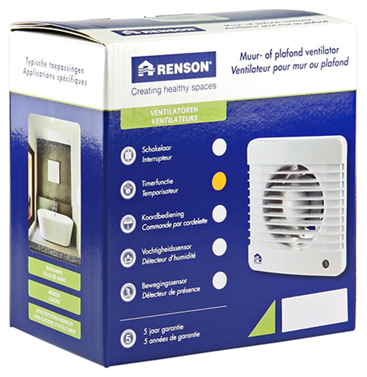 Renson 1006446 - ventilateur mécanique avec minuterie 7202t blanc ø 125 | 2 pièces