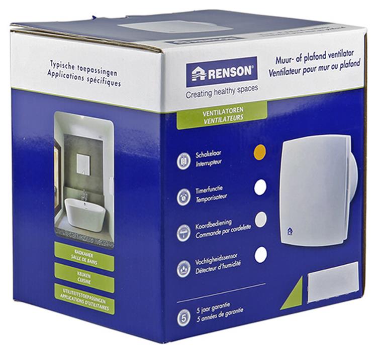 Renson 1006434 - ventilateur mécanique standard 7112 gris ø 125 | 1 pièce