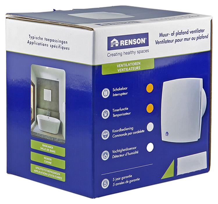 Renson 1006448 - ventilateur mécanique avec minuterie 7211t gris ø 100 | 1 pièce