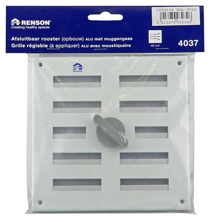 Renson 1006325 - surface de grille réglable. 4037 aluminium ral 9010 155x155mm | 2 pièces