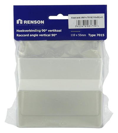 Renson 1006403 - Raccord d'angle PVC vert.90° 7015 blanc 110x55mm | 3 pièces