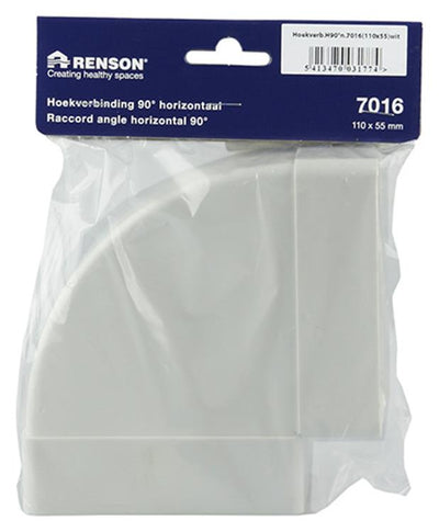 Renson 1006405 - Raccord d'angle PVC hor.90° 7016 blanc 110x55mm | 3 pièces