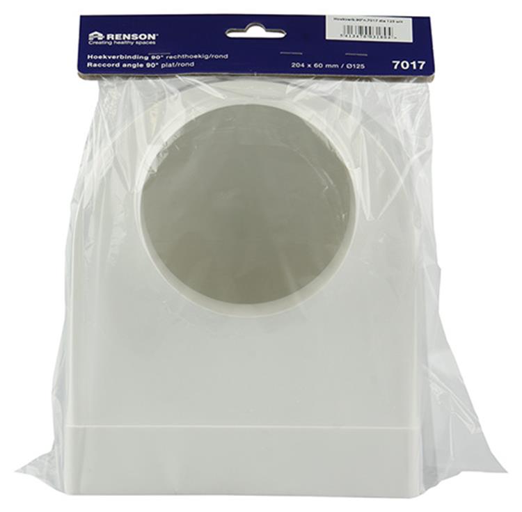 Renson 1006408 - Raccord d'angle PVC droit rond 90° 7017 blanc ø 125 | 3 pièces