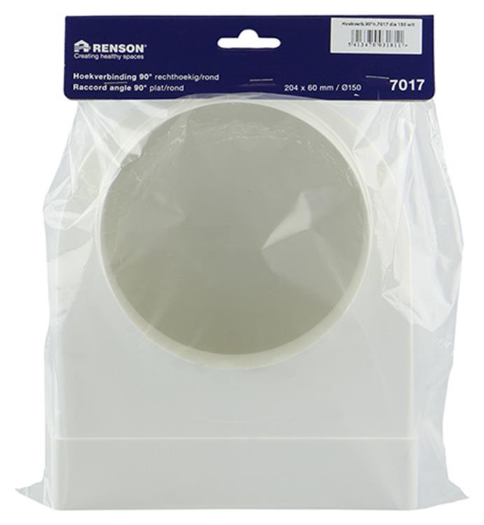 Renson 1006409 - Raccord d'angle PVC droit rond 90° 7017 blanc ø 150 | 3 pièces