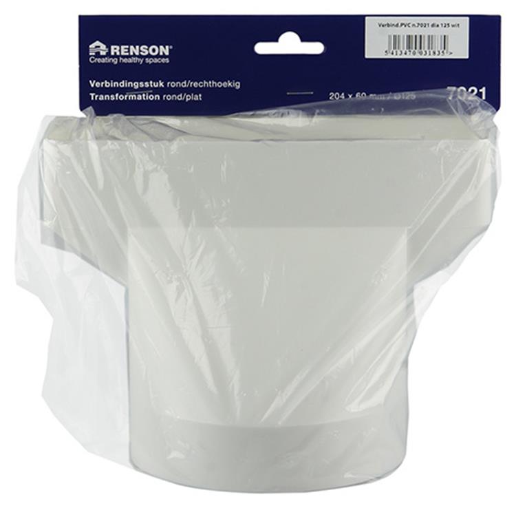Renson 1006411 - Pièce de raccordement PVC ronde droite. 7021 blanc ø 125mm | 2 pièces