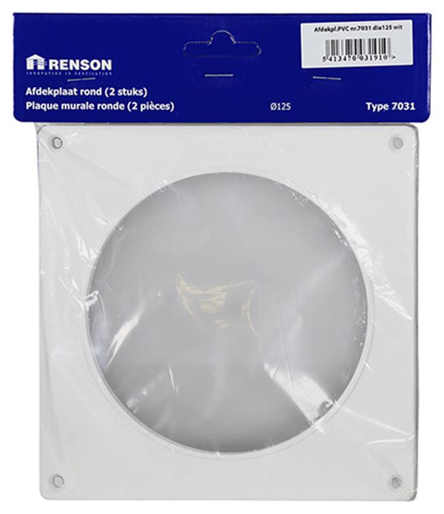 Renson 1006427 - lot de 2 plaques de recouvrement pvc 7031 blanc ø 125 | 5 pièces