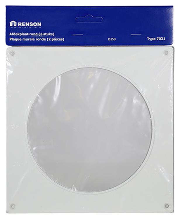 Renson 1006428 - lot de 2 plaques de recouvrement pvc 7031 blanc ø 150 | 5 pièces