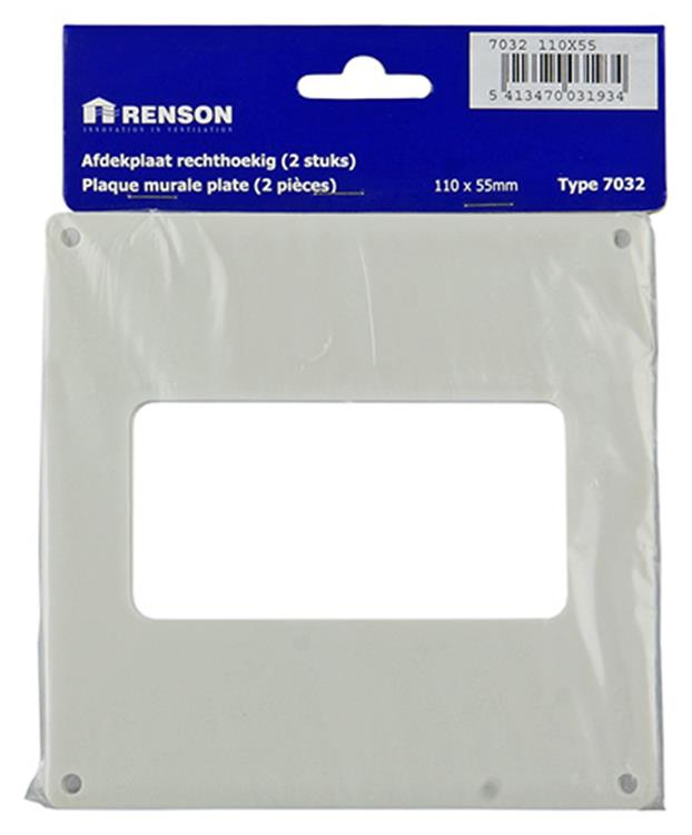 Renson 1006429 - lot de 2 plaques de recouvrement pvc 7032 blanc 110x55mm | 5 pièces
