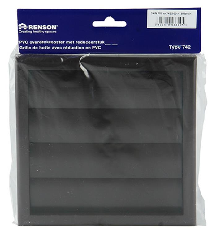 Renson 1006386 - grille de hotte aspirante 4 volets 742 dia PVC ral 8019 ø100-130 | 2 pièces