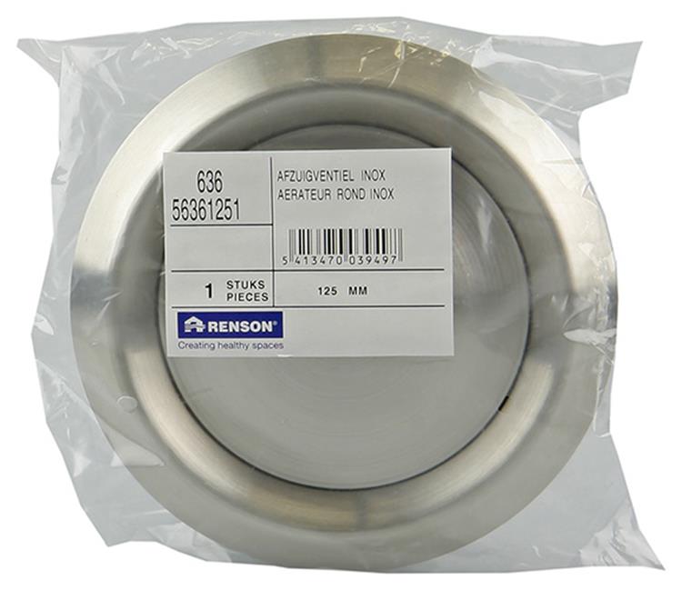 Renson 1006330 - vanne d'extraction à encastrer en acier inoxydable 636 ø 125 | 2 pièces