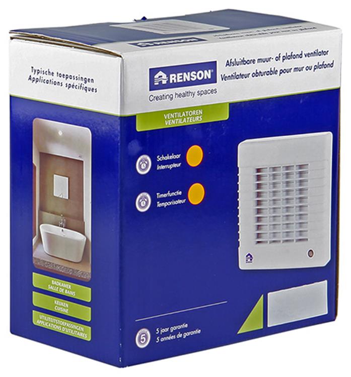 Renson 1006451 - ventilateur verrouillable avec minuterie 7221t blanc ø 100 | 2 pièces