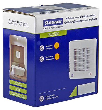Renson 1006451 - ventilateur verrouillable avec minuterie 7221t blanc ø 100 | 2 pièces