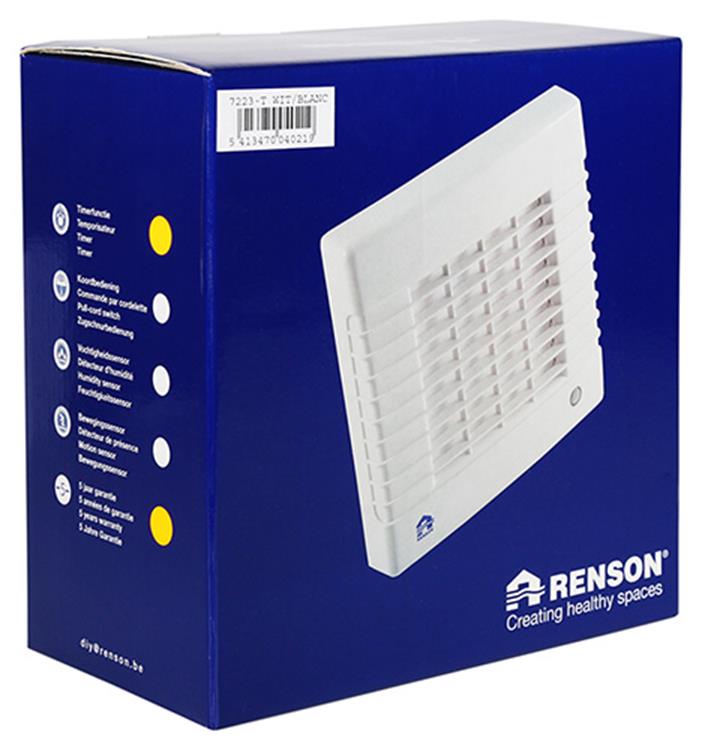 Renson 1006453 - ventilateur verrouillable avec minuterie 7223t blanc ø 150 | 2 pièces