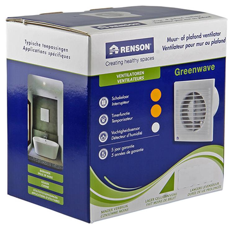 Renson 1006475 - ventilateur greenwave avec timer9202t blanc ø 125 | 1 pièce