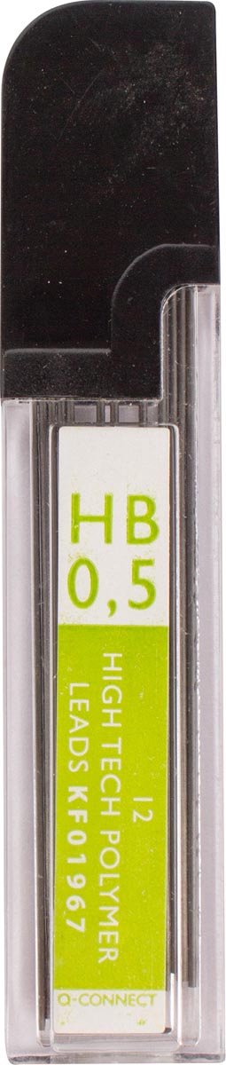 Mines de crayon Q-connect 0,5 mm hb étui de 12 pièces, boîte de 12x 12 pièces