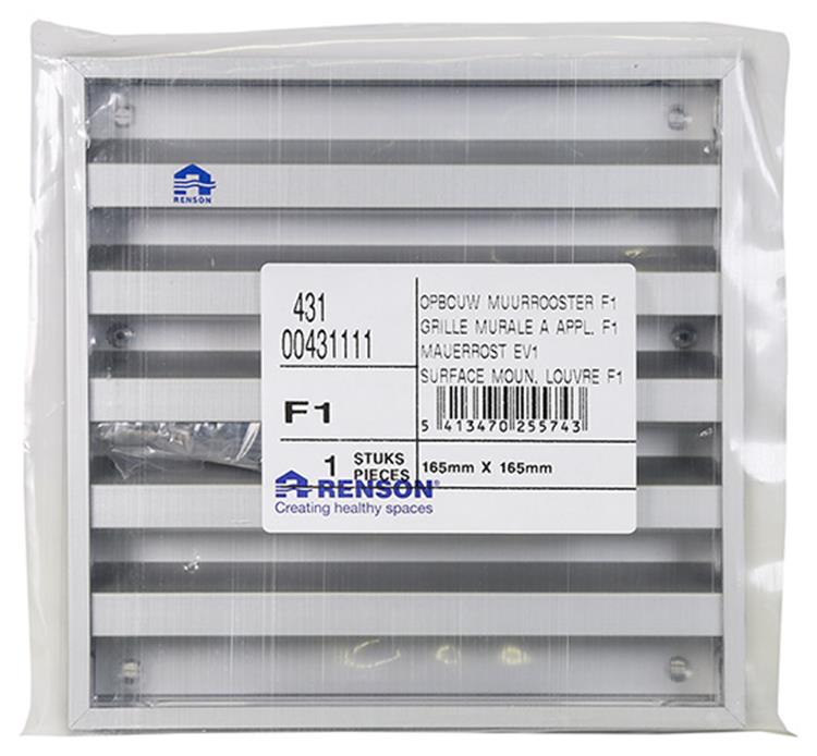 Renson 1013925 - grille murale en saillie alu naturel 431 165x165mm | 2 pièces