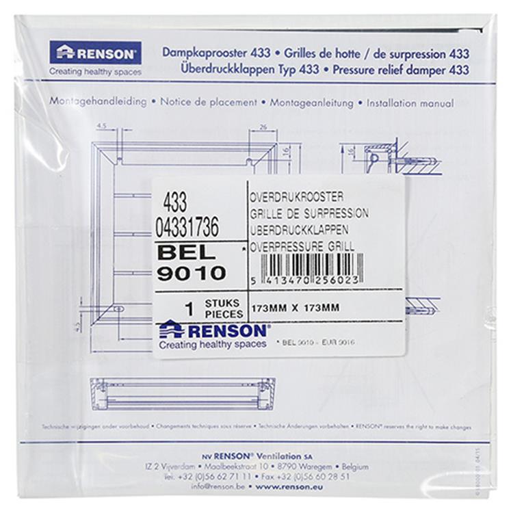 Renson 1013878 - grille à lamelles aluminium blanc 433 173x173mm | 2 pièces