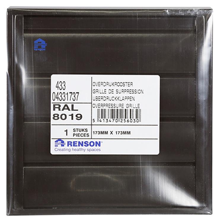 Renson 1013923 - grille à lamelles alu marron 433 173x173mm | 2 pièces