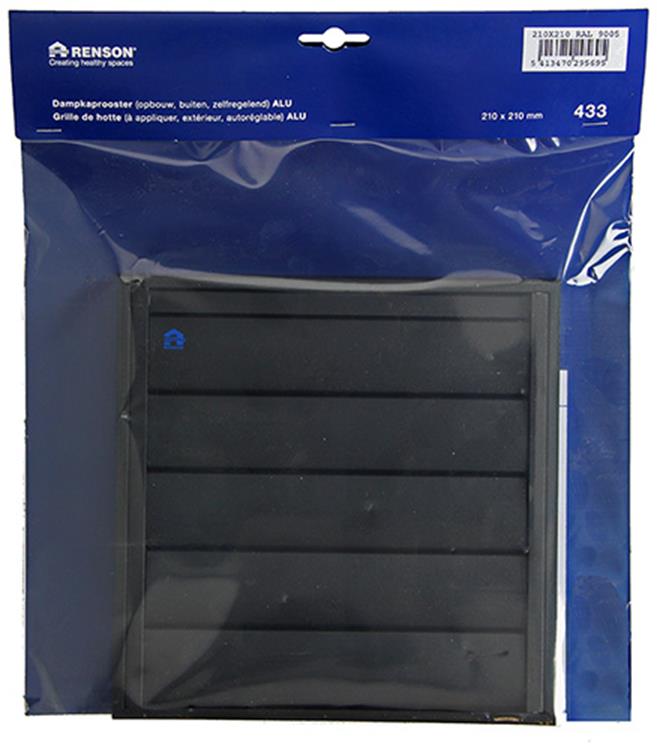 Renson 1057985 - grille de hotte 433 (210x210) ral 9005 noir | 2 pièces