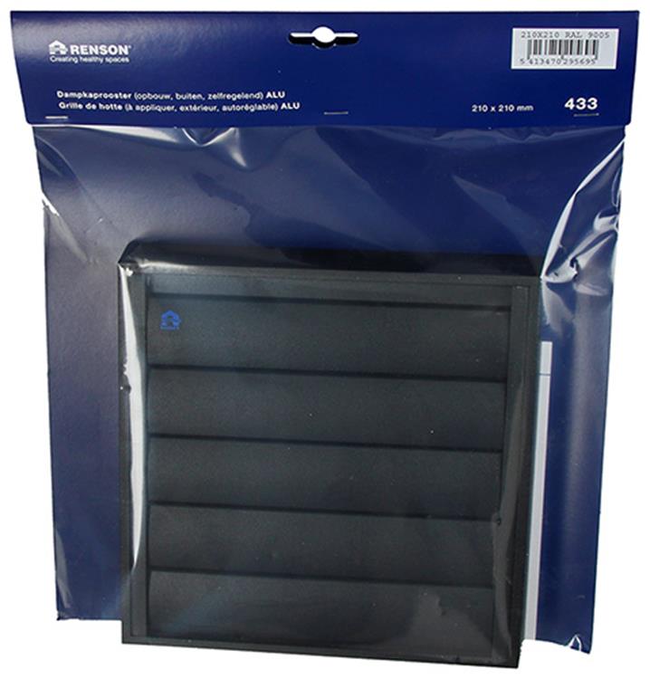 Renson 1057985 - grille de hotte 433 (210x210) ral 9005 noir | 2 pièces