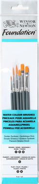 Winsor Newton 5295016 Ensemble de pinceaux pour fond de teint – Manche court – 6 pièces – Pinceaux ronds et plats Filbert pour aquarelle, gouache acrylique
