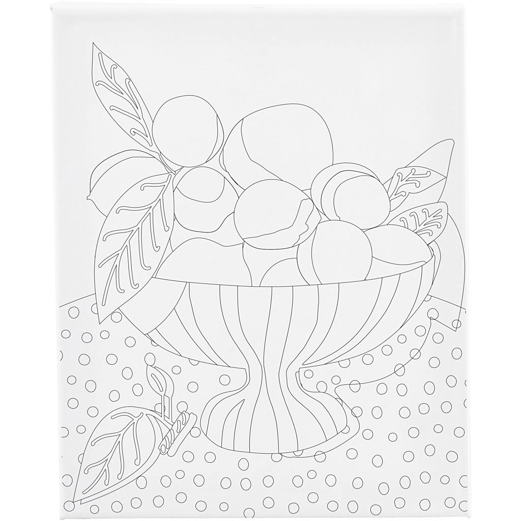 Creativ company toile à peindre avec impression, bol de fruits, d : 1,6 cm, dimensions 24x30 cm, 360 g, 1 pièce