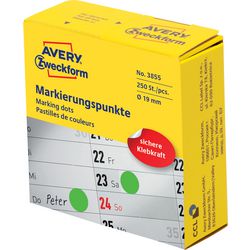 Points de marquage avery vert 250 pièces 19 mm