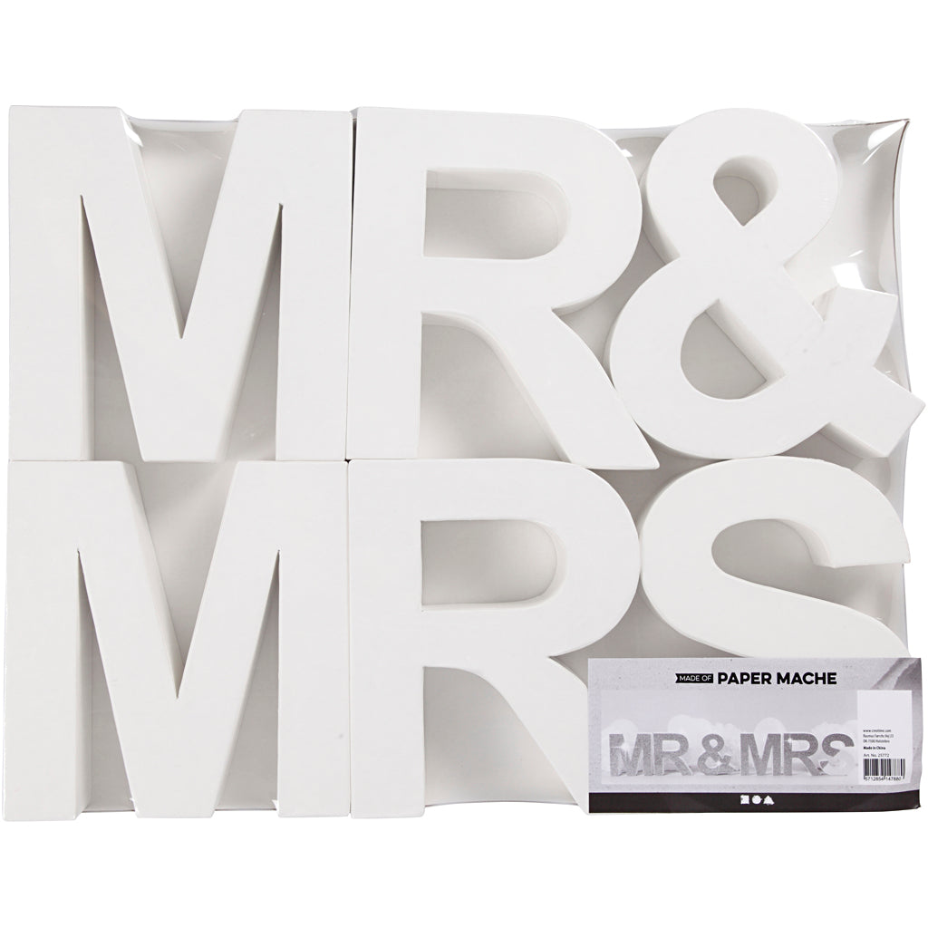 Lettres d'entreprise Creativ, mr mme, h : 17,5 cm, d : 4,5 cm, blanc, 1 set