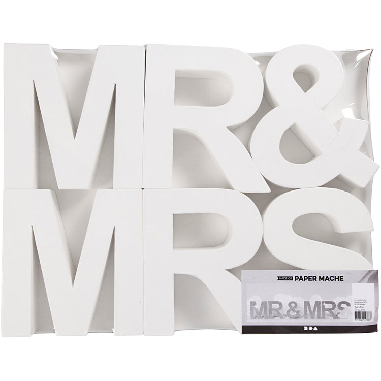 Lettres d'entreprise Creativ, mr mme, h : 17,5 cm, d : 4,5 cm, blanc, 1 set