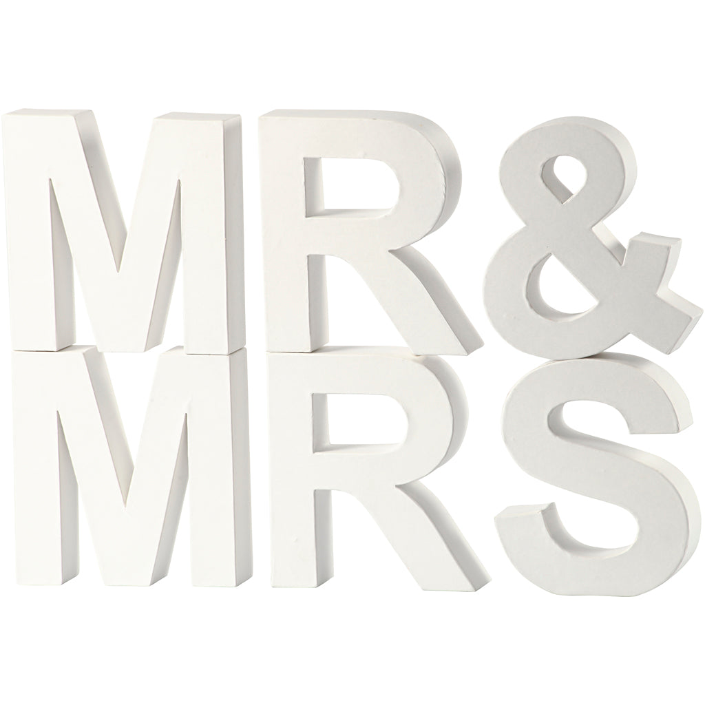 Lettres d'entreprise Creativ, mr mme, h : 17,5 cm, d : 4,5 cm, blanc, 1 set