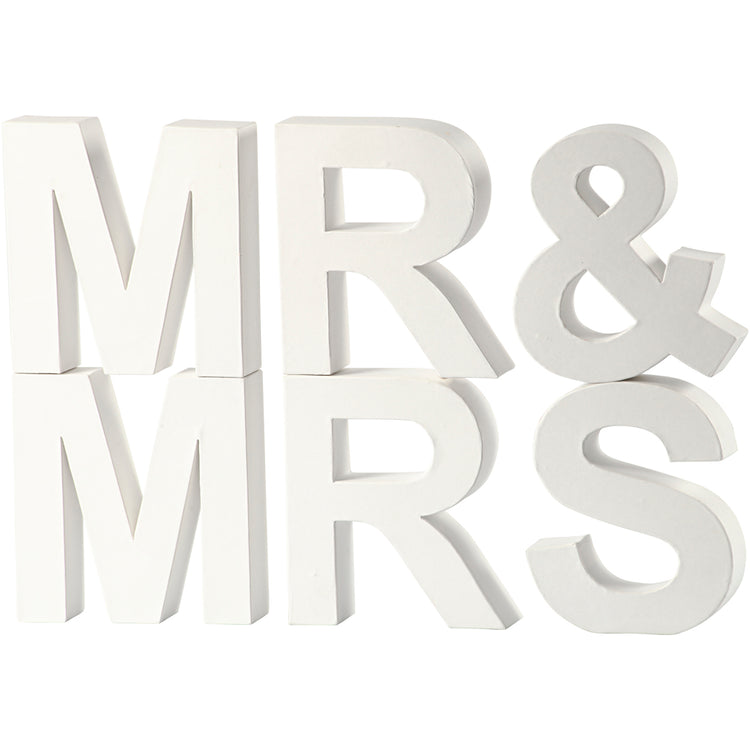 Lettres d'entreprise Creativ, mr mme, h : 17,5 cm, d : 4,5 cm, blanc, 1 set