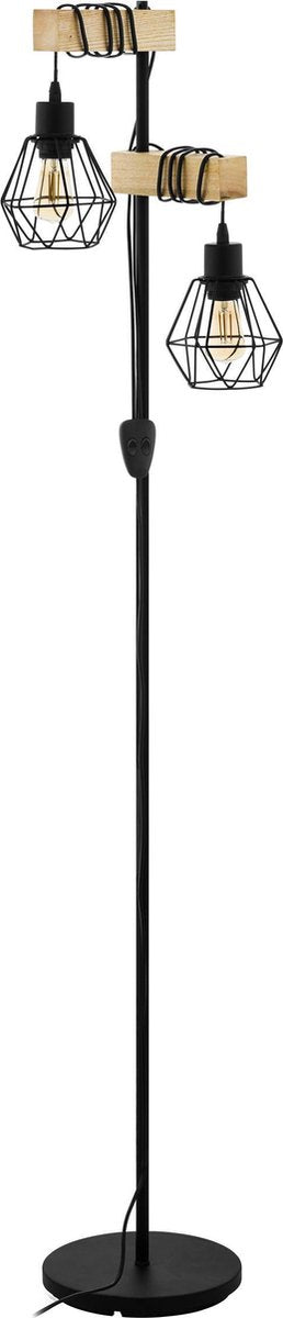 Lampadaire Eglo townshend 5 - e27 - 166,5 cm - marron noir - bois fsc