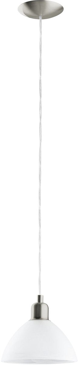 Lampe à suspension Eglo Brenda - 1 lumière - nickel mat - blanc