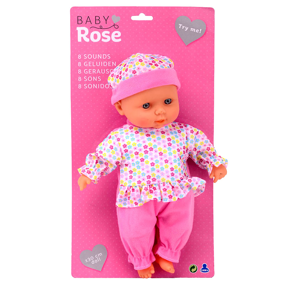 Baby Rose Baby Doll avec des sons, 30 cm.