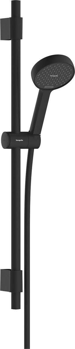Hansgrohe activatera s - set de douche - économie d'eau ecosmart - commande à bouton de sélection - taille 95 mm - avec barre coulissante varia 72 cm - 2 fonctions de pulvérisation - noir mat